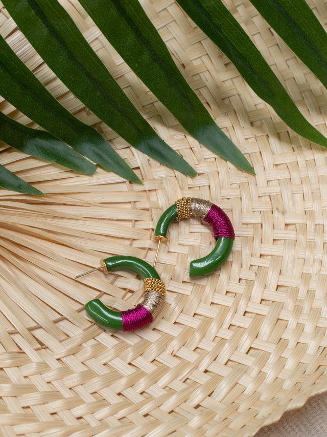 Nach Bijoux Boucles D'oreilles Vert Ethnique