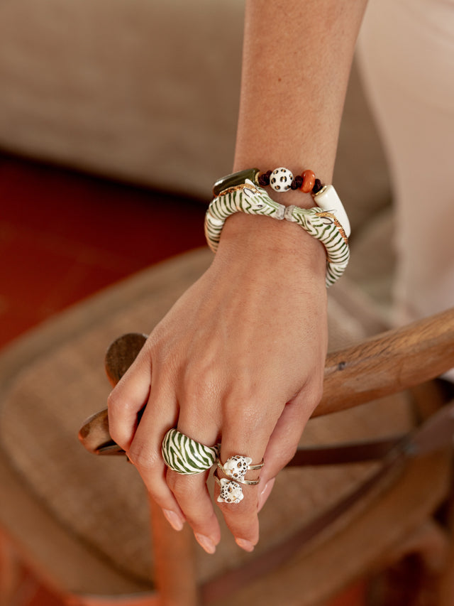 Nach Bijoux Bracelet Bisou Zèbres Verts & Dorés