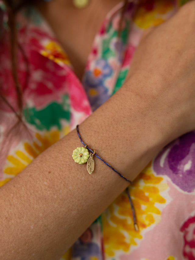 Nach Bijoux Bracelet Cordon Fleur Verte
