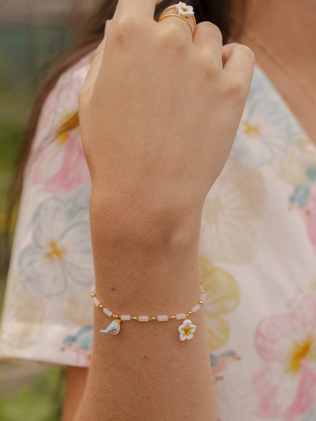 Nach Bijoux Bracelet Fleur De Poirier & Oiseau Bleu