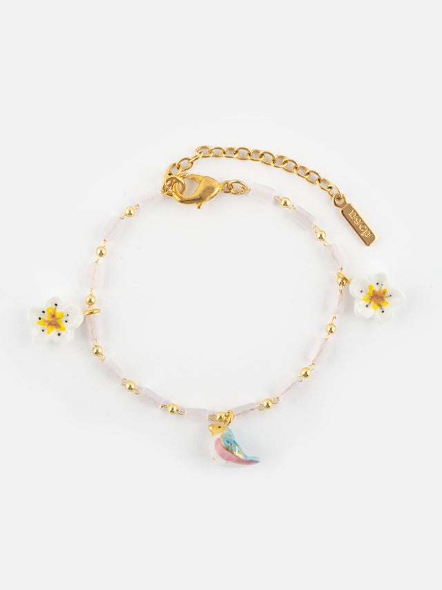 nach bijoux Bracelet fleur de poirier & oiseau bleu