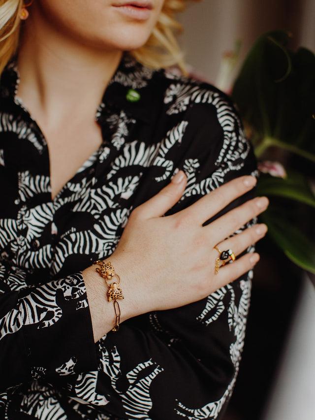 Nach Bijoux Bracelet Léopards Mordant Anneau