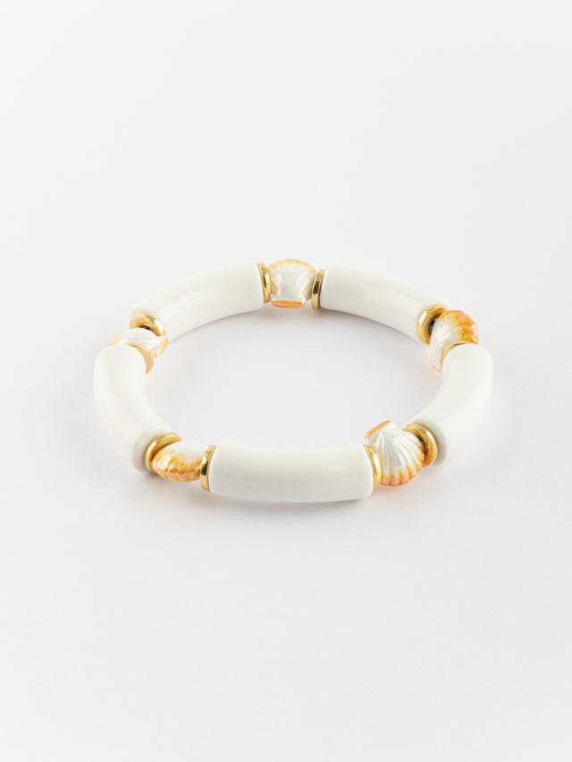 nach bijoux Bracelet perles blanches coquillage