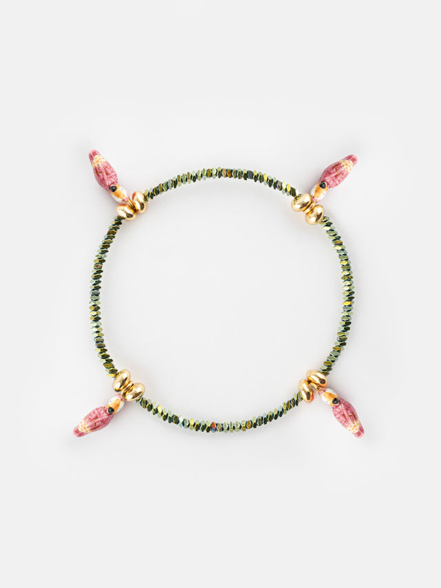 nach bijoux Bracelet perles d'hématite & cacatoès