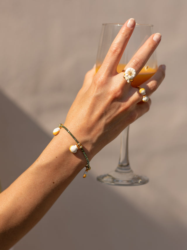 Nach Bijoux Bracelet Perles D'hématite Coquillage