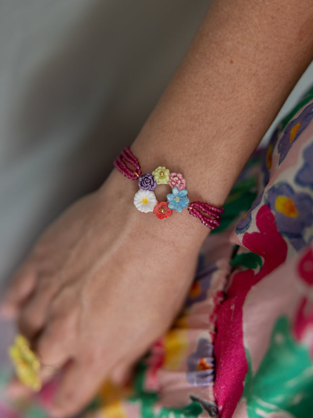 Nach Bijoux Bracelet Perles Et Couronne De Fleurs