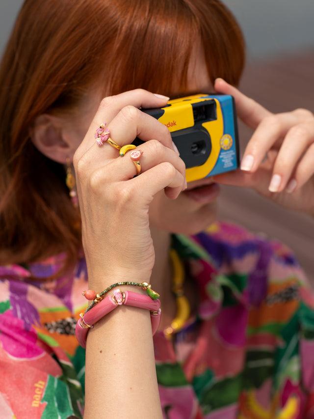 Nach Bijoux Bracelet Perles Roses Cacatoès