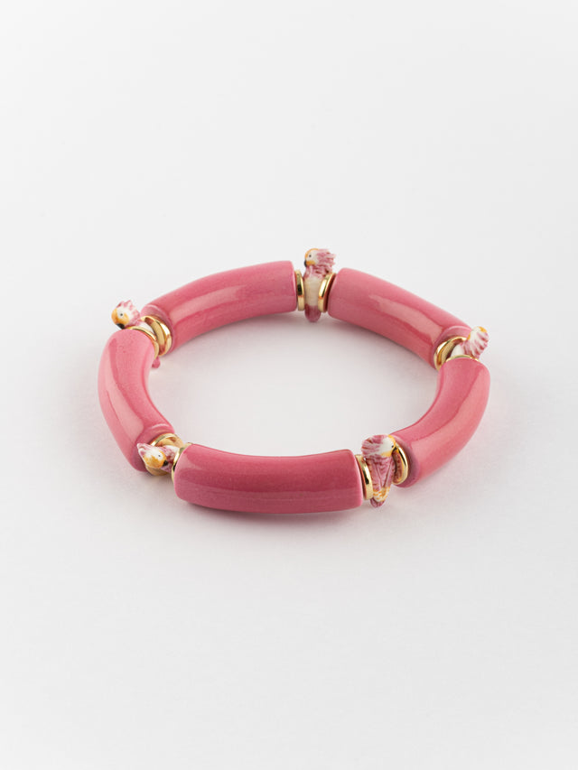 nach bijoux Bracelet perles roses cacatoès