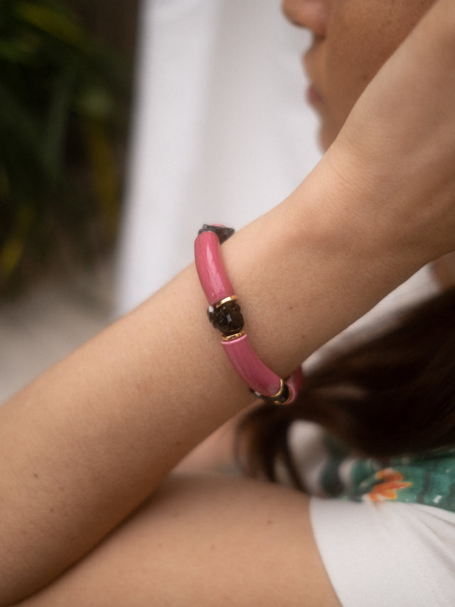 Nach Bijoux Bracelet Perles Roses éléphant