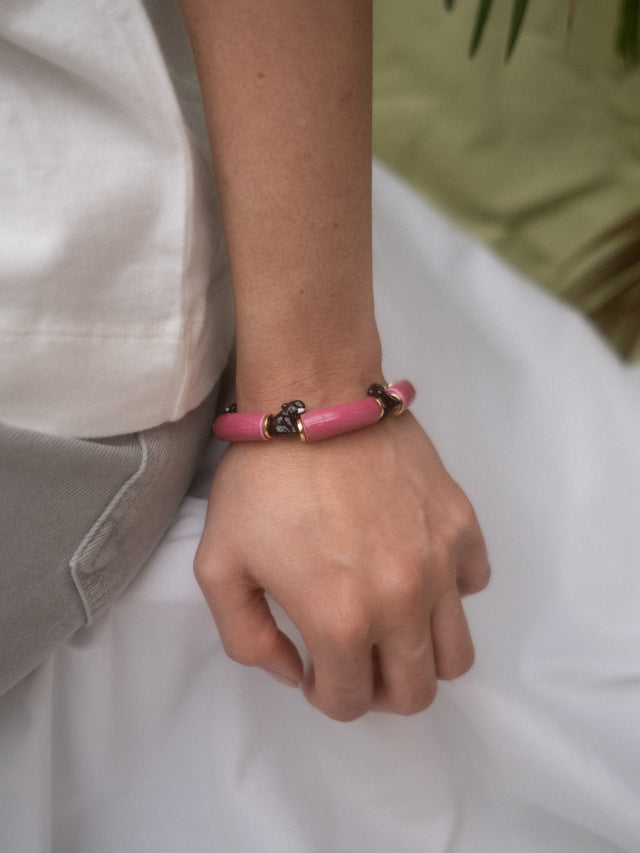 Nach Bijoux Bracelet Perles Roses éléphant