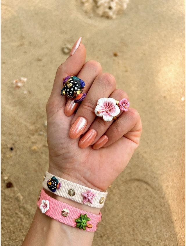 Nach Bijoux Bracelet Tressé Beige à Charms