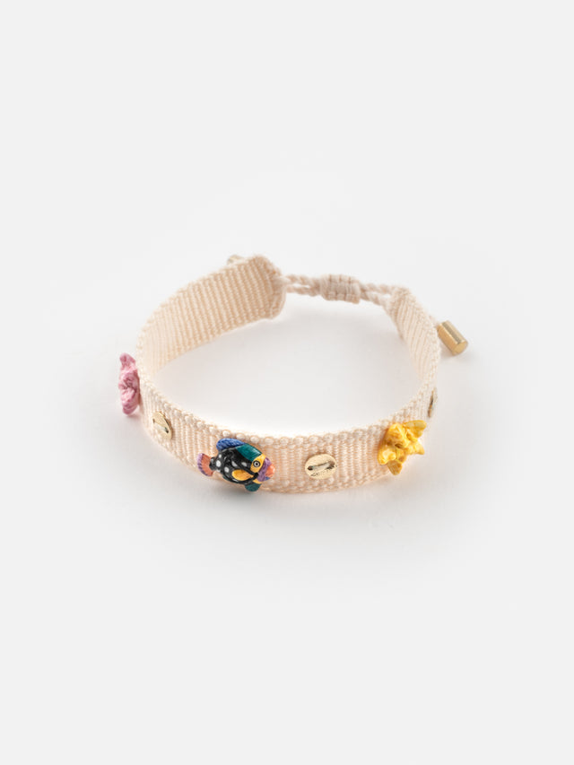 Nach Bijoux Bracelet Tressé Beige à Charms