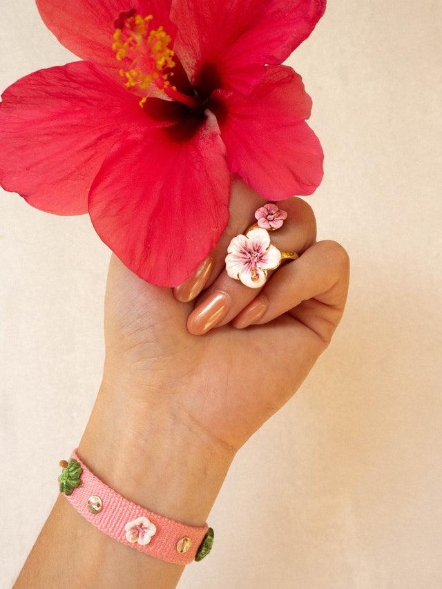 Nach Bijoux Bracelet Tressé Rose à Charms