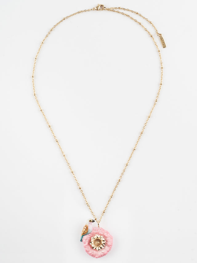 Nach Bijoux Collier Chardon Rose & Oiseau Rollier