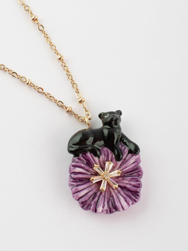 Nach Bijoux Collier Chardon Violet & Panthère Noire