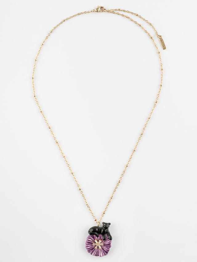 Nach Bijoux Collier Chardon Violet & Panthère Noire