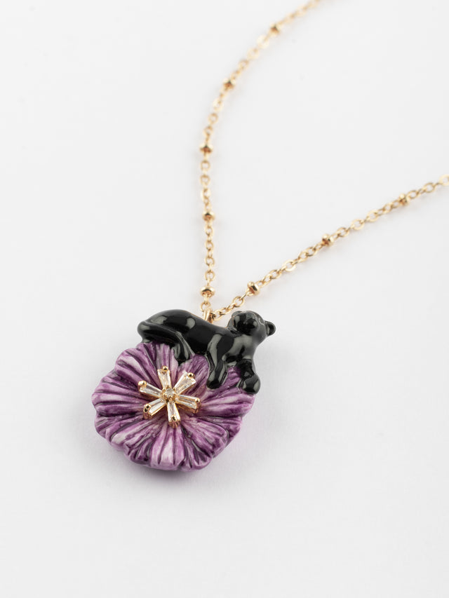 nach bijoux Collier chardon violet & panthère noire