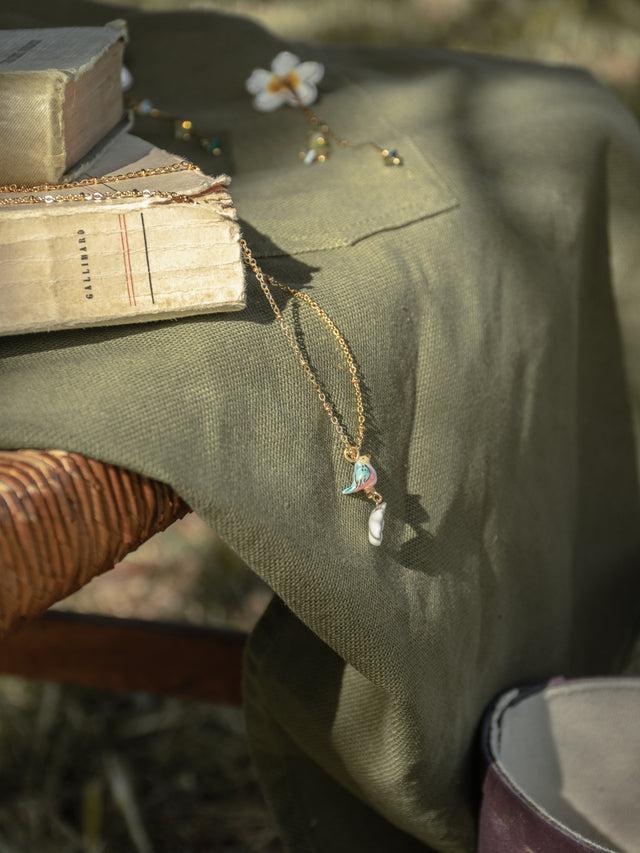 Nach Bijoux Collier Oiseau Sur Branche Et Fleur