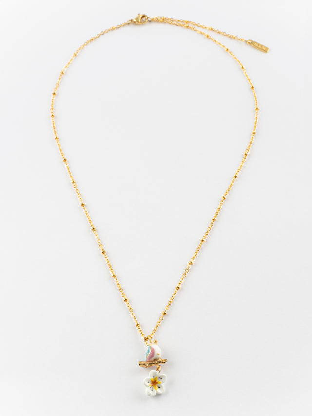 Nach Bijoux Collier Oiseau Sur Branche Et Fleur
