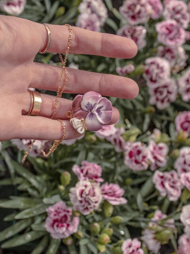Nach Bijoux Collier Pensée & Papillon Violet