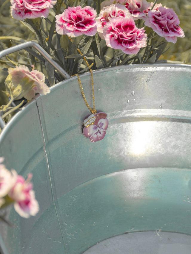 Nach Bijoux Collier Pensée & Papillon Violet