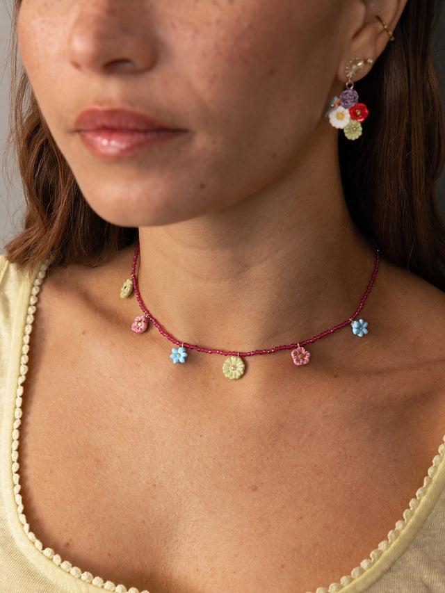 Nach Bijoux Collier Perles Et Fleurs