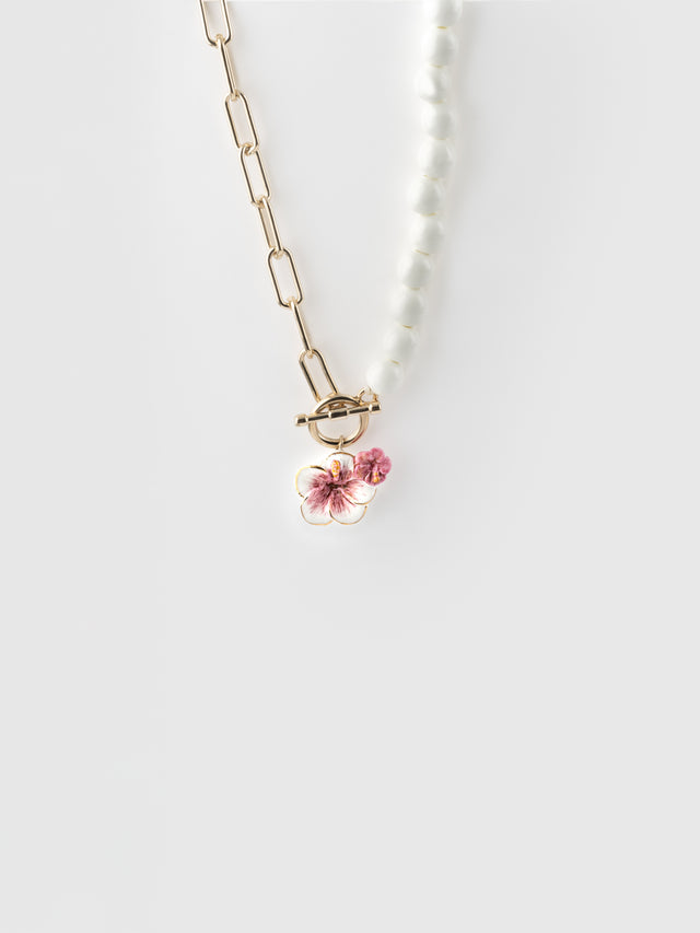 nach bijoux Collier perles et hibiscus