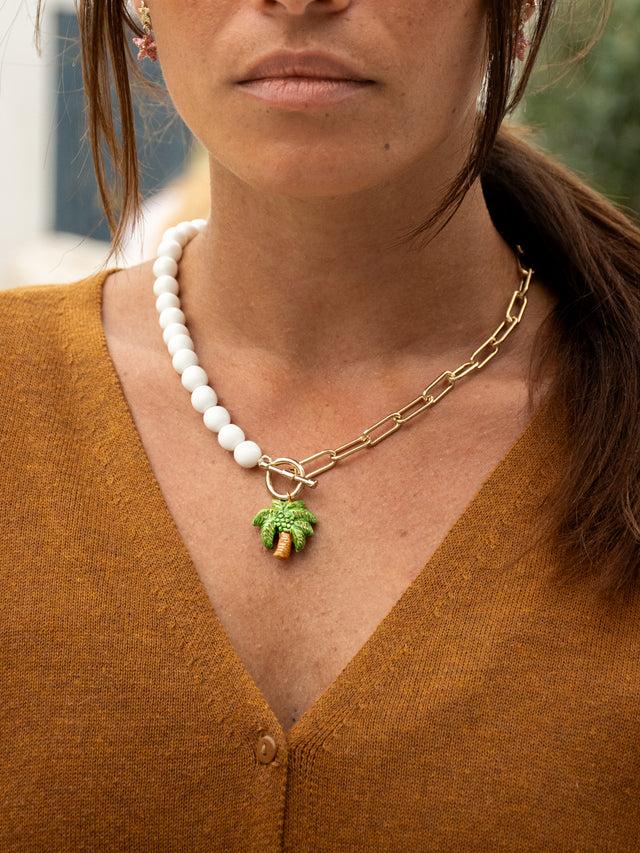 nach bijoux Collier perles et palmier