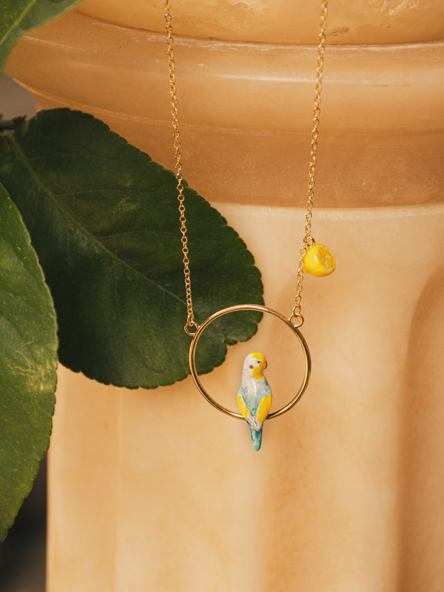 Nach Bijoux Collier Rond Perruche Bleue & Citron