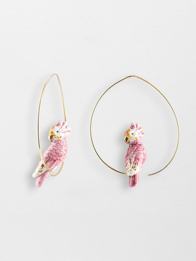 nach bijoux Créoles cacatoès rose