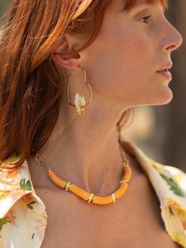 Nach Bijoux Créoles Cœur Couple De Perruches