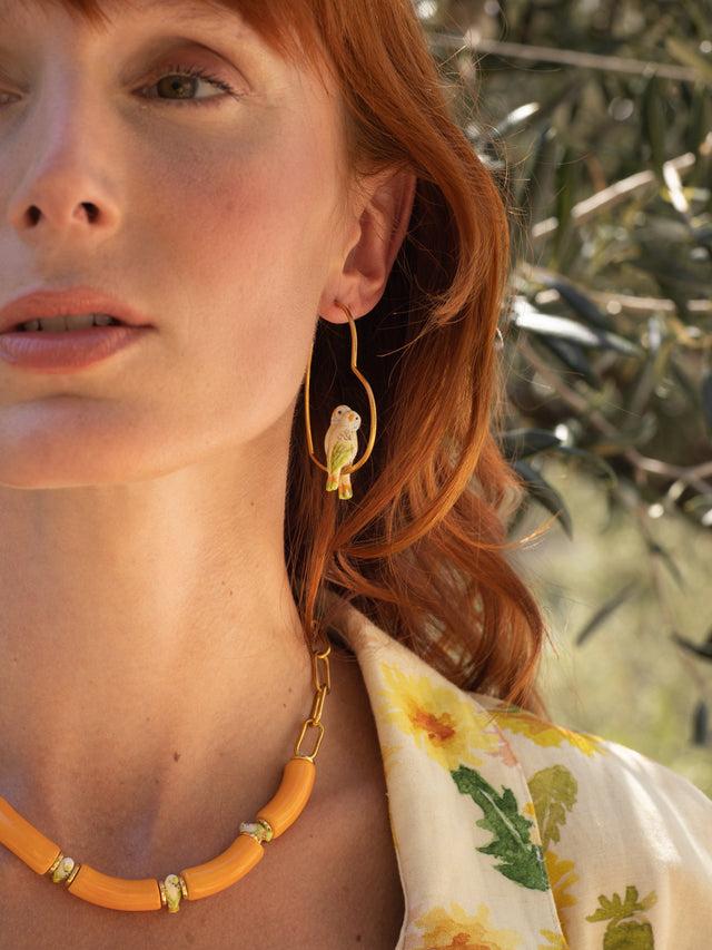 Nach Bijoux Créoles Cœur Couple De Perruches