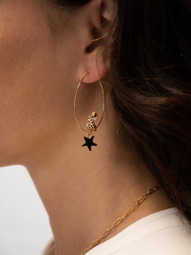 Nach Bijoux Créoles Léopard étoile & Lune