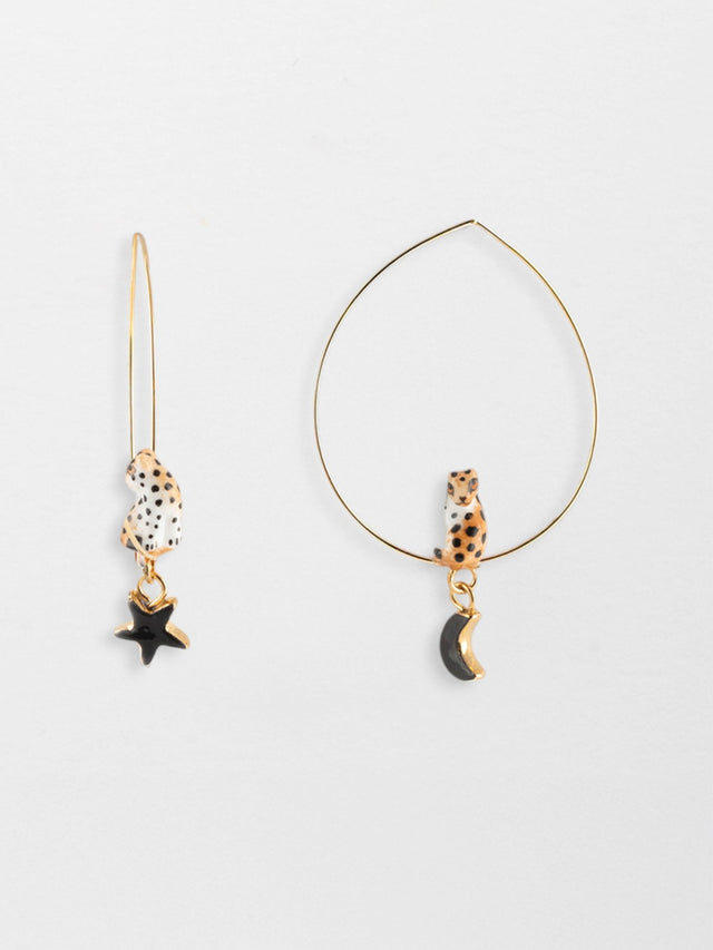 nach bijoux Créoles léopard étoile & lune