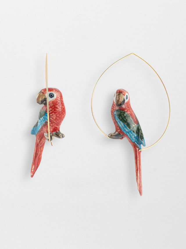 nach bijoux Créoles perroquet rouge