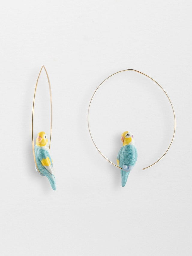 nach bijoux Créoles perruche bleue