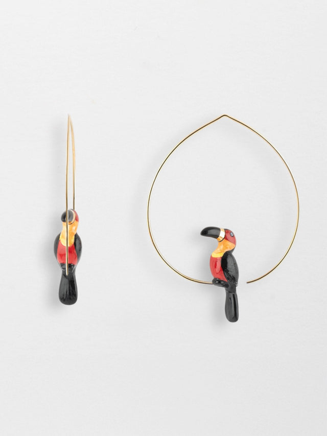 nach bijoux Créoles toucan bec doré