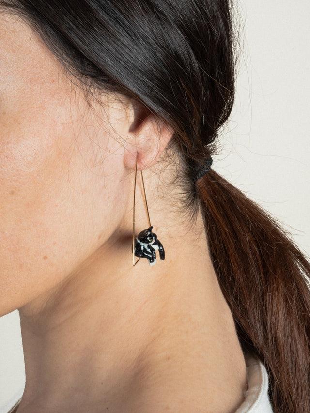 Nach Bijoux Créoles Triangle Chat Noir & Blanc