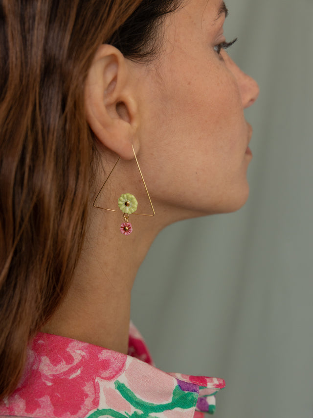 Nach Bijoux Créoles Triangle Fleurs