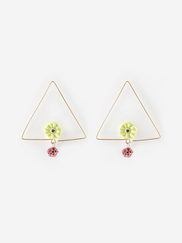 nach bijoux Créoles triangle fleurs