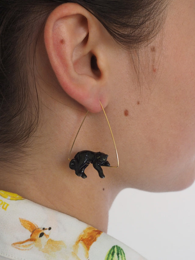 Nach Bijoux Créoles Triangle Panthère Noire