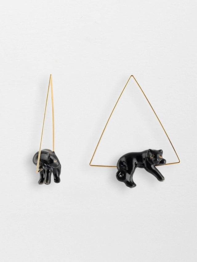 nach bijoux Créoles triangle panthère noire