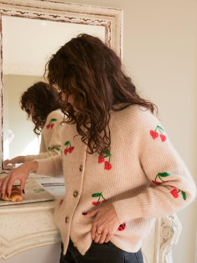 nach bijoux Gilet beige en maille - Chérie Cherry