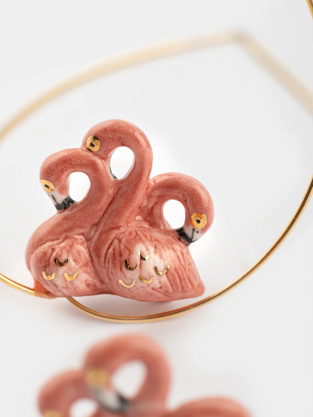 Nach Bijoux Grandes Créoles Flamants Roses