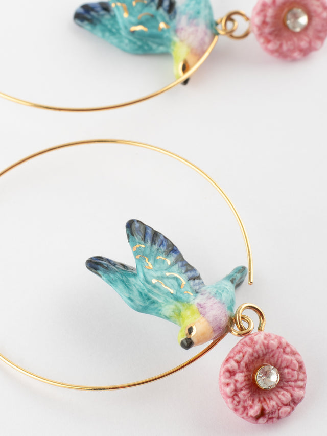 Nach Bijoux Grandes Créoles Oiseau & Chardon