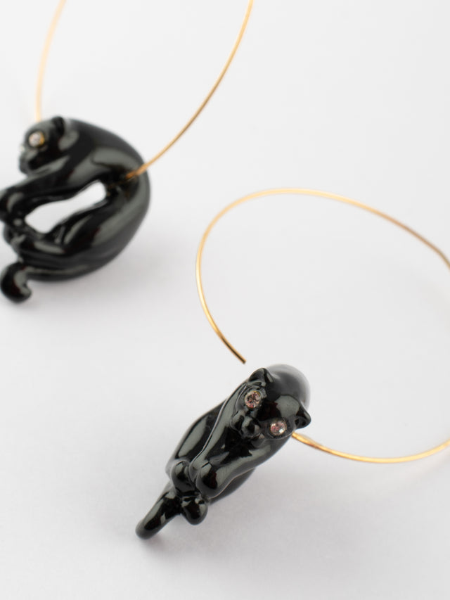 Nach Bijoux Grandes Créoles Panthère Noire