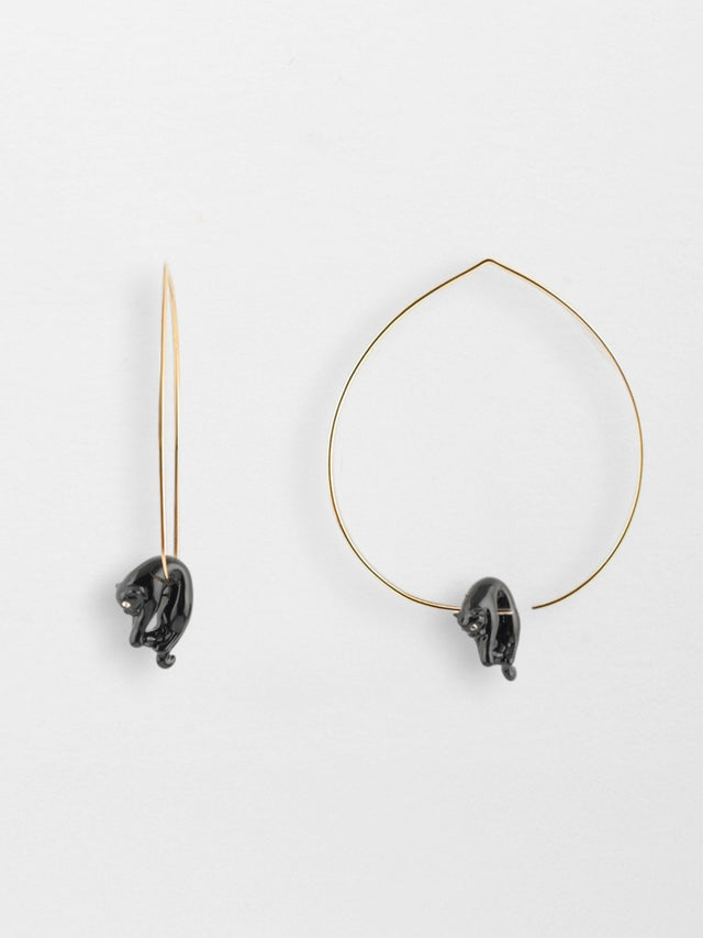 nach bijoux Grandes créoles panthère noire