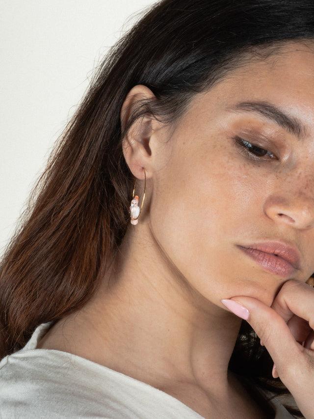 Nach Bijoux Petites Créoles Cacatoès Rose