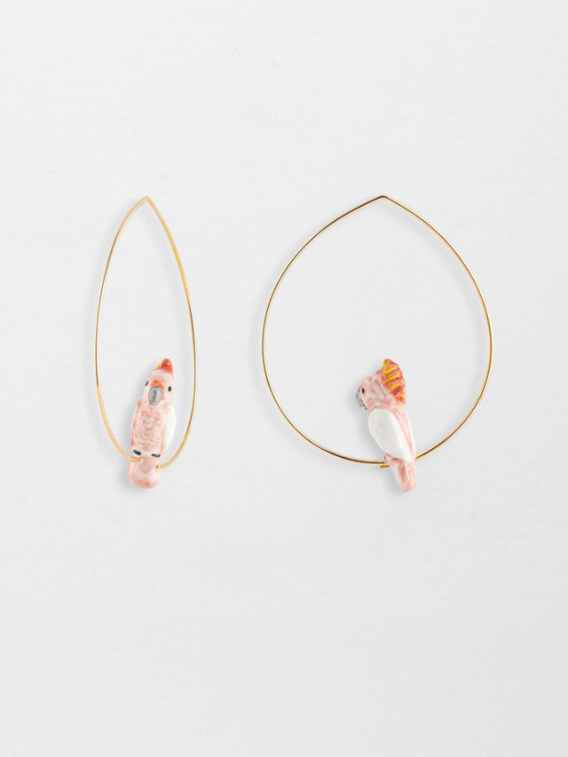 nach bijoux Petites créoles cacatoès rose