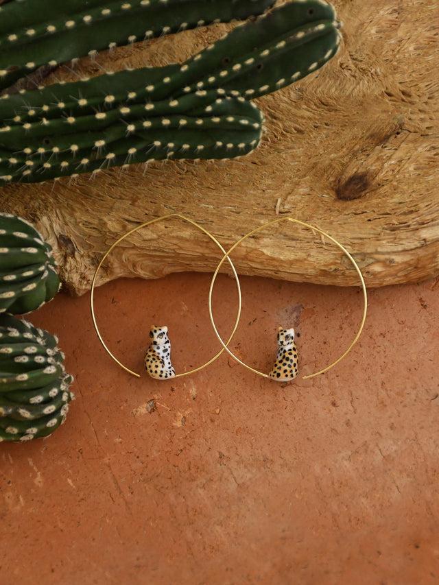 Nach Bijoux Petites Créoles Léopard Assis